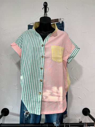The Lotts Button Down Top in Jade