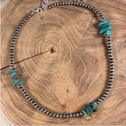 Triple Strand TQ Chip Navajo Pearl Necklace