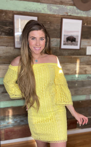 Gleaming Yellow Lace Dress