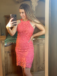 Enchant my Dreams Coral Lace Dress